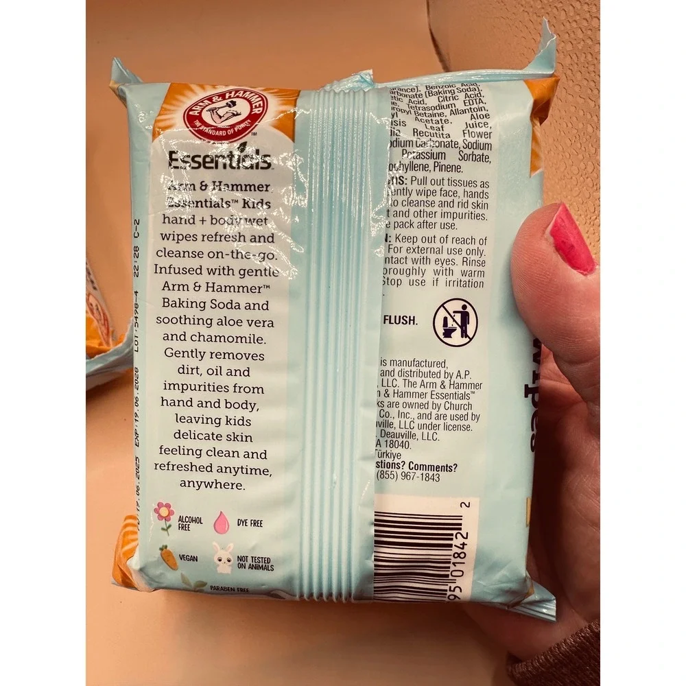 Arm & Hammer Essentials Kids Hand Body Wet Wipes Sea Monster Mango 2 Pack 30ct